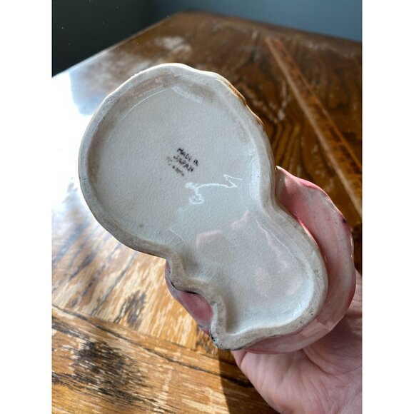 Vintage Hand-Painted Ceramic Cat Planter/Pen Holder Made In Japan Orange & Green - Picture 6 of 6